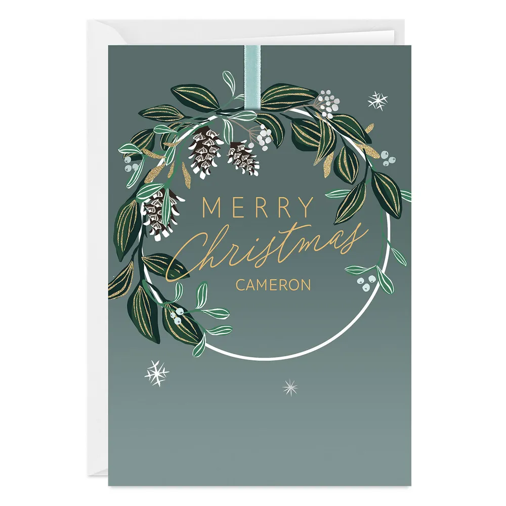 Blessings and Joy Wreath Custom Christmas Card for only USD 4.99 | Hallmark