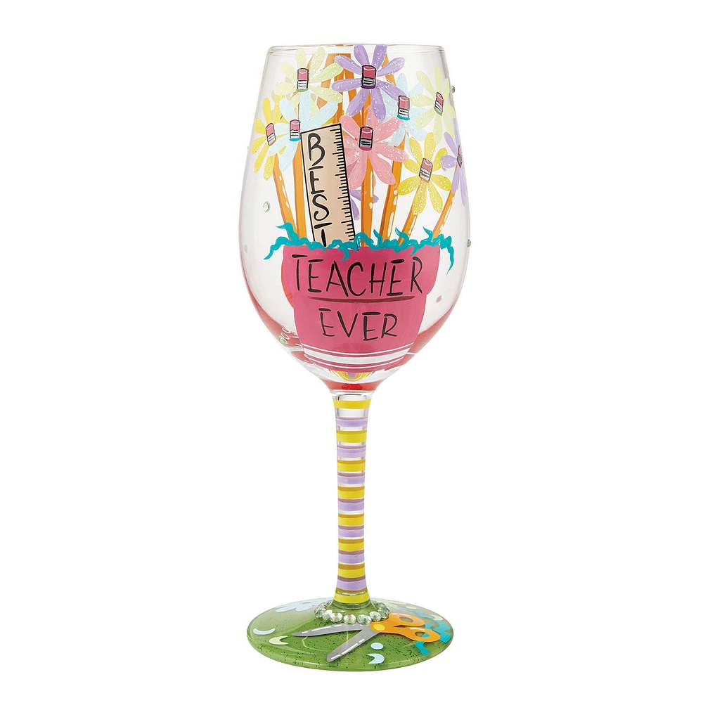 Lolita Best Teacher Ever Handpainted Wine Glass, 15 oz. for only USD 32.99 | Hallmark