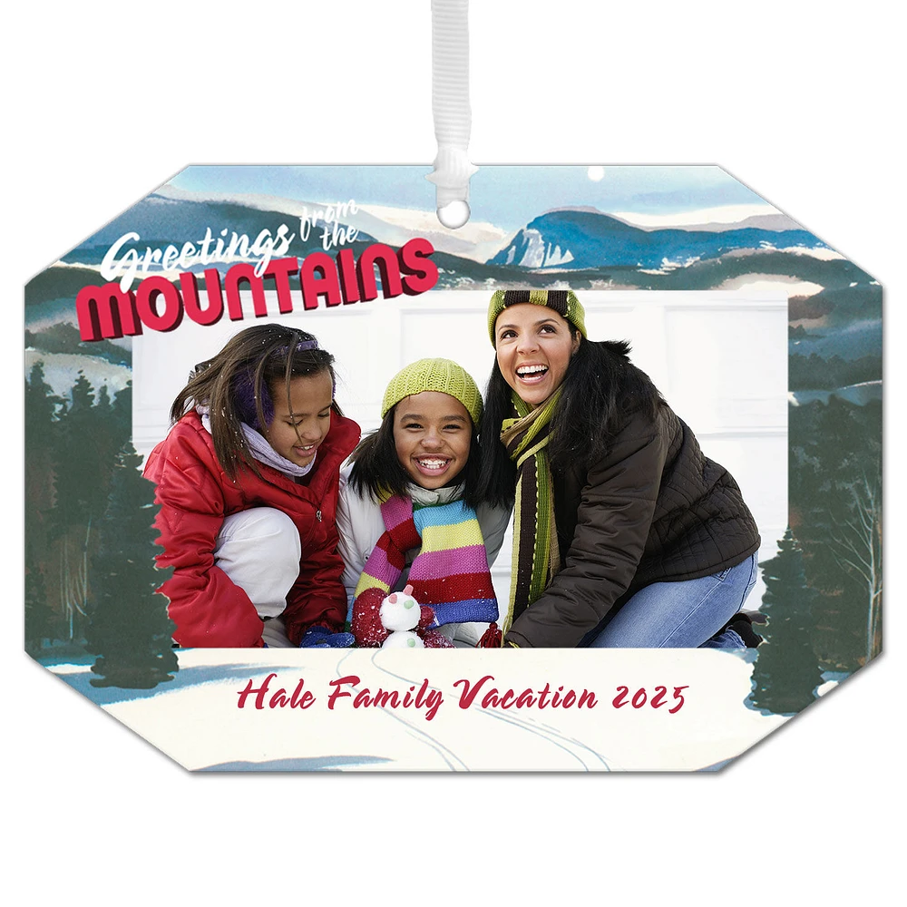 Mountain Vacation Metal Personalized Ornament, Custom Photo and Text for only USD 17.99 | Hallmark