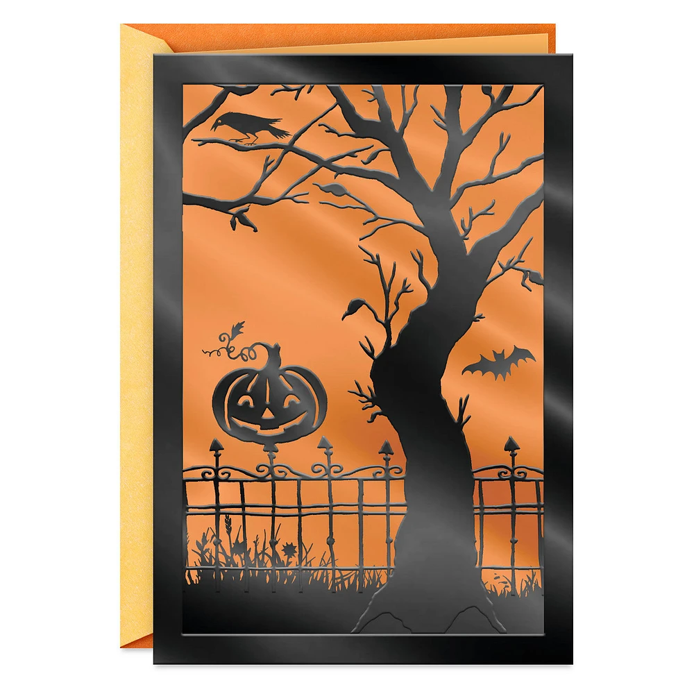 Pumpkin on Wrought Iron Fence Halloween Card for only USD 3.99 | Hallmark