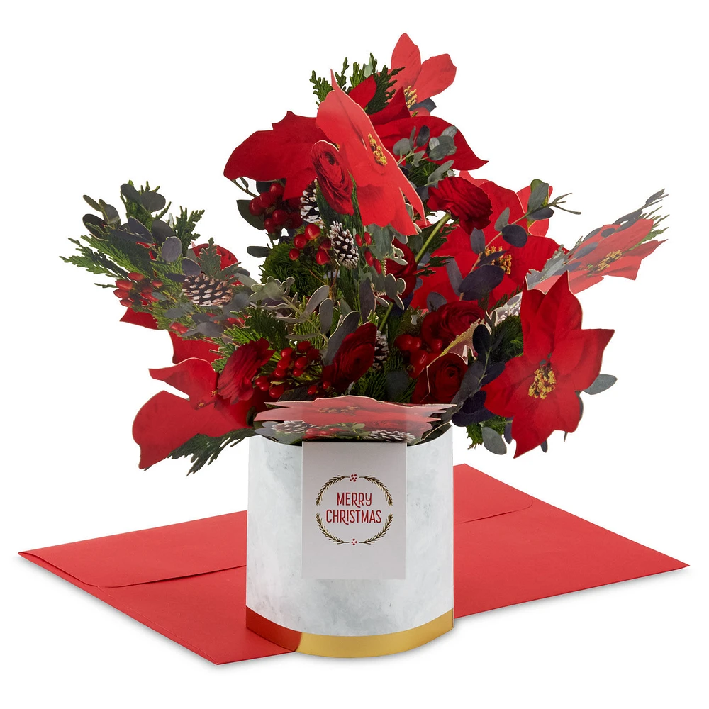 Merry Christmas Poinsettia Flower Bouquet 3D Pop-Up Christmas Card for only USD 12.99 | Hallmark