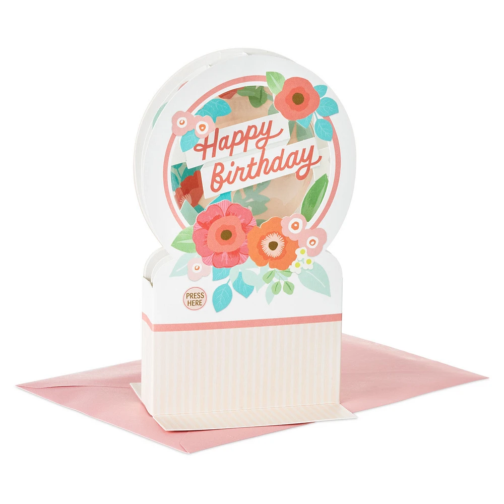 Happy Birthday Floral Snow Globe Musical 3D Pop-Up Birthday Card With Motion for only USD 12.99 | Hallmark