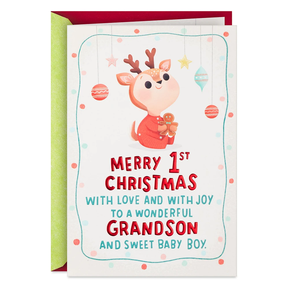 Love and Joy Pop-Up Baby's First Christmas Card for Grandson for only USD 4.59 | Hallmark