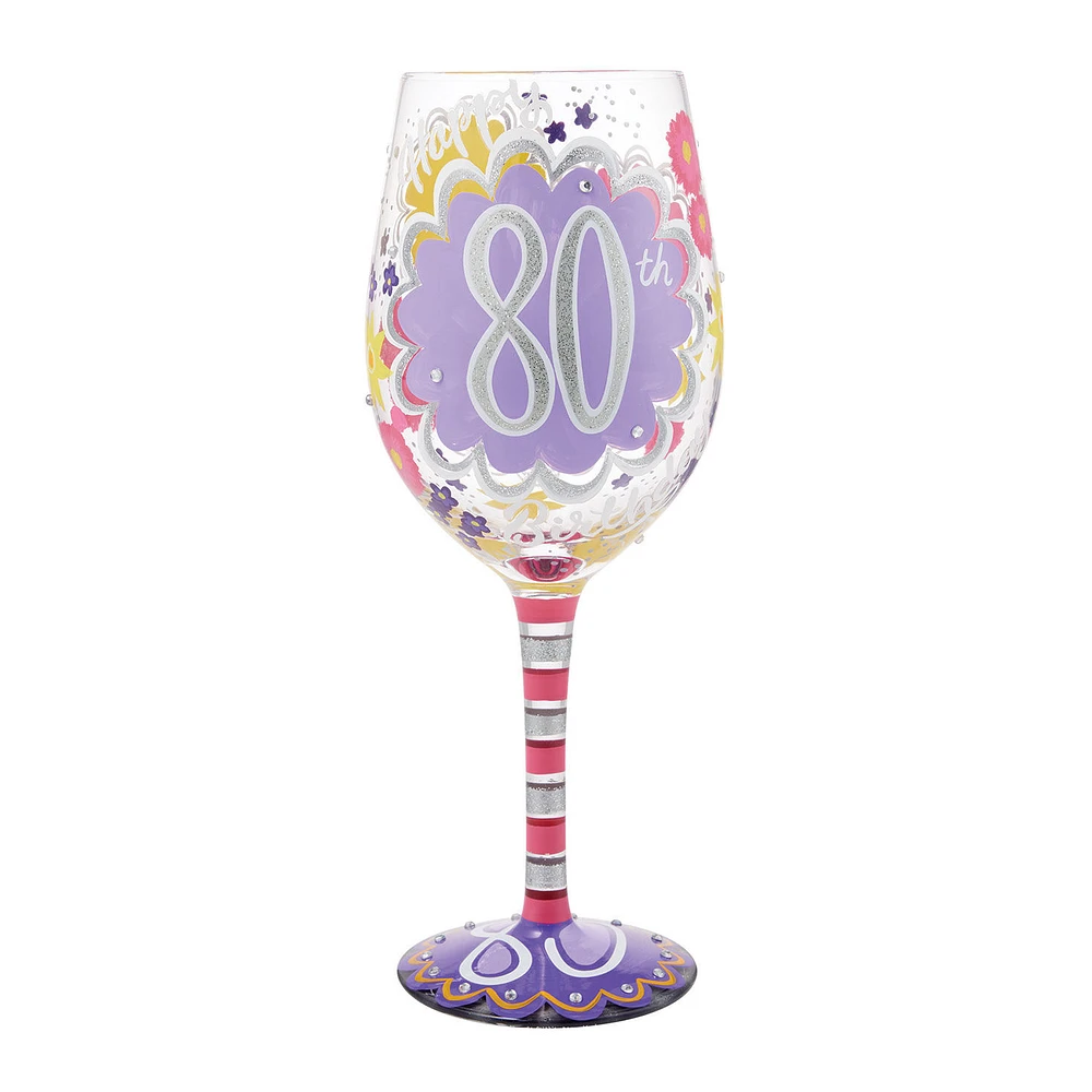 Lolita Happy 80th Birthday Handpainted Wine Glass, 15 oz. for only USD 34.99 | Hallmark