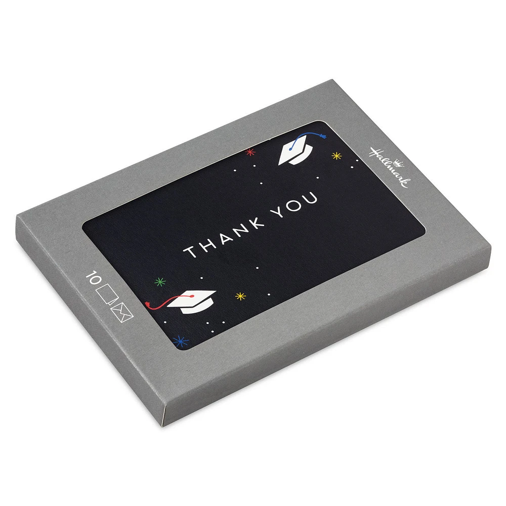 Grad Caps on Black Graduation Thank-You Notes, Pack of 10 for only USD 6.49 | Hallmark