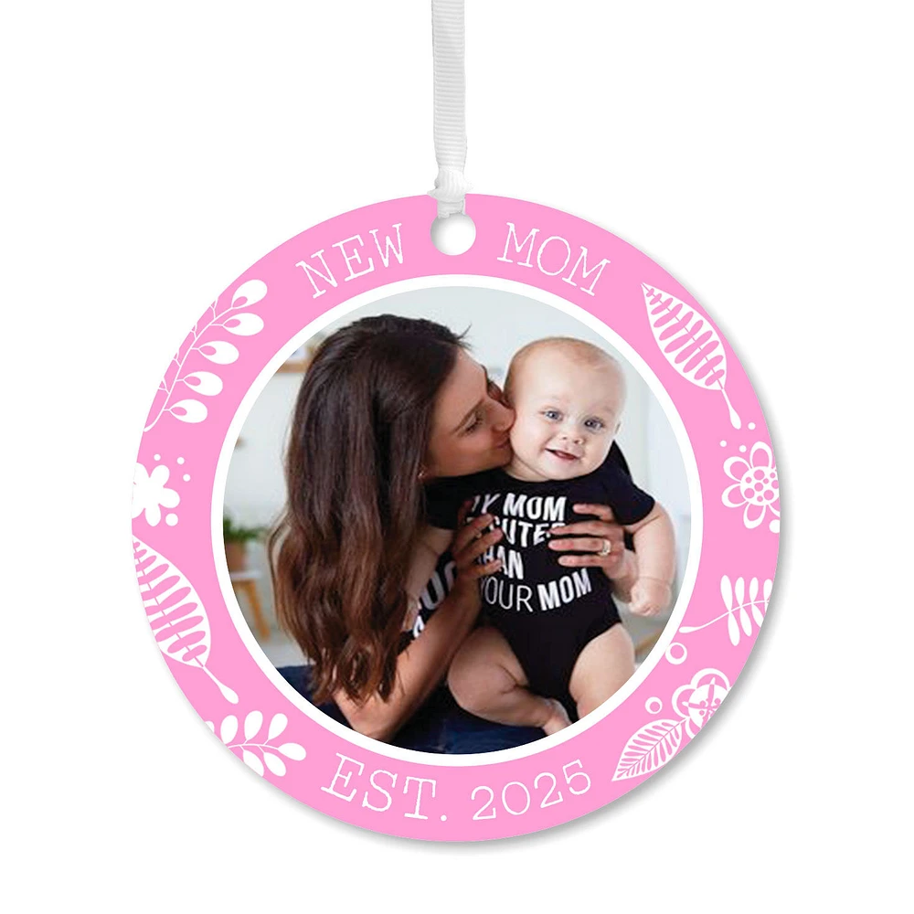 New Mom Round Metal Personalized Ornament, Custom Photo and Text for only USD 17.99 | Hallmark