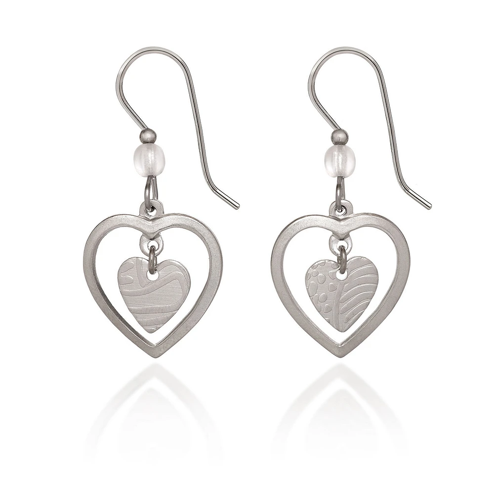 Silver Forest Heart in Open Heart Silver Metal Drop Earrings for only USD 20.00 | Hallmark