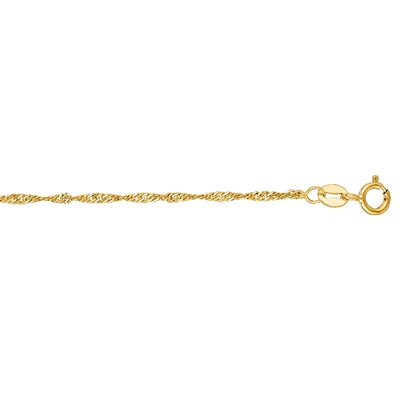 10k Yellow Gold 10 Inch Diamond Cut Singapore Chain Anklet 025SING-10