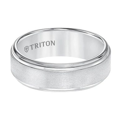 Triton Ladies 8mm White Tungsten Band Double Stepped Edge 11-5732HC-L.00