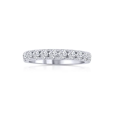 14K White Gold Round Diamond Band