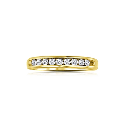 14K Yellow Gold Round Diamond Channel Band