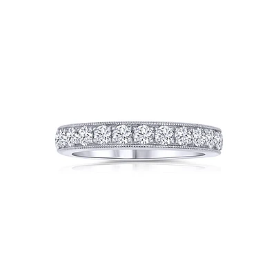 14K White Gold Round Diamond Band