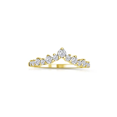 14K Yellow Gold Round Diamond V Band 0.45CTW