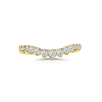 14K Yellow Gold Round Diamond V Band 0.43CTW