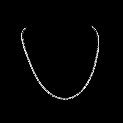 14K White Gold Lab Grown Oval Diamond Tennis Necklace 10.04ctw NK-161