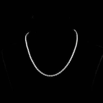 14K White Gold Lab Grown Oval Diamond Tennis Necklace 12.25ctw NK-224