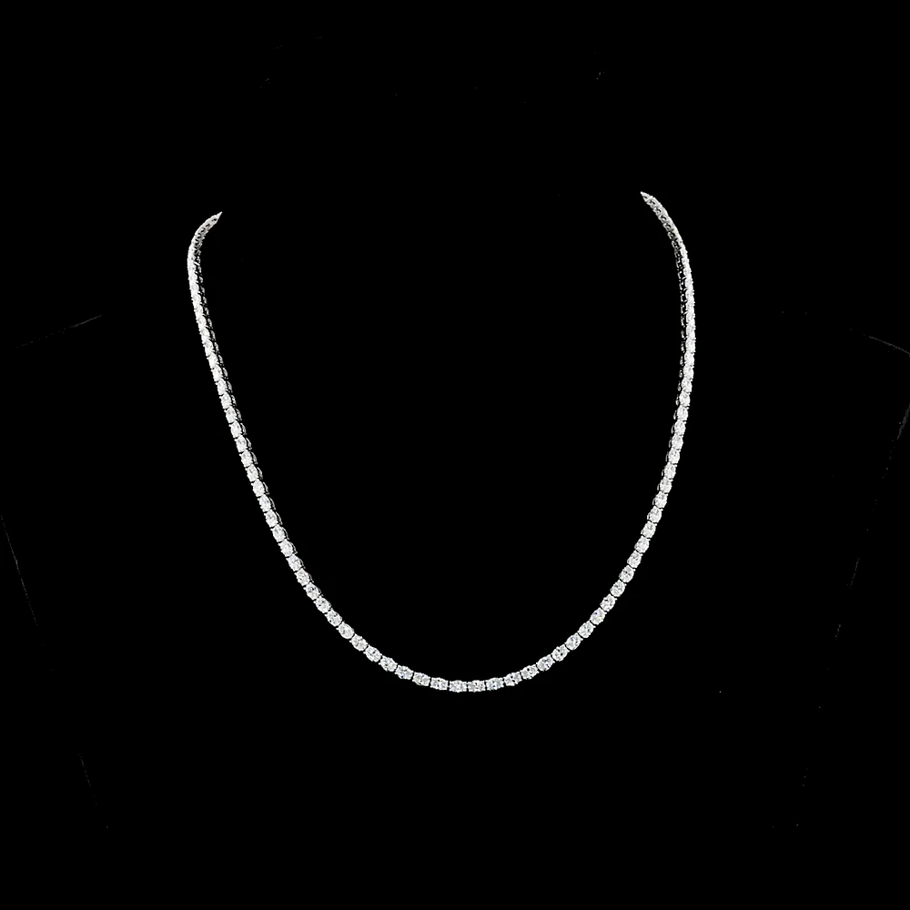 14K White Gold Lab Grown Oval Diamond Tennis Necklace 9.89ctw NK-265