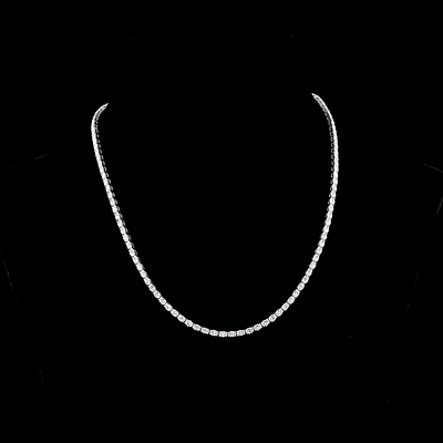 14K White Gold Lab Grown Oval Diamond Tennis Necklace 9.89ctw NK-265