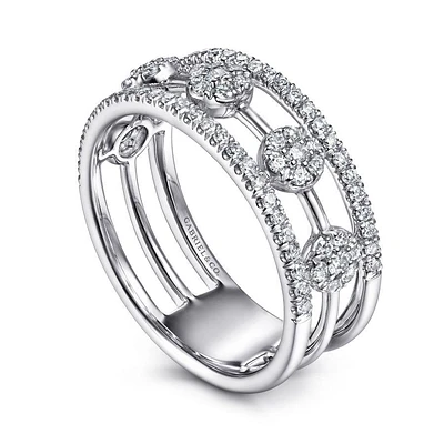 Gabriel & Co. - LR51555W45JJ - 14K White Gold Round Diamond Station Ring
