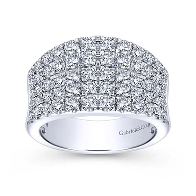 Gabriel & Co. - LR6365W44JJ - 14K White Gold Wide Band Pavﾂ Diamond Ring