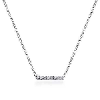 Gabriel & Co. - NK5422W45JJ - 14K White Gold Petite Pav‚ Diamond Bar Necklace