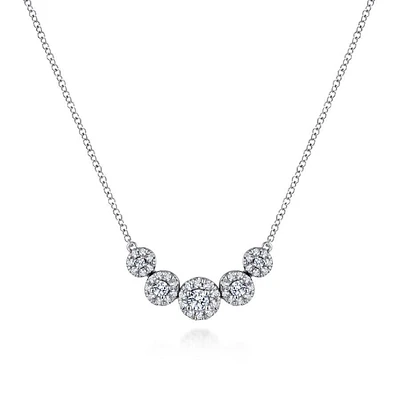 Gabriel & Co. - NK5825W45JJ - 14K White Gold Round Diamond Halo Necklace
