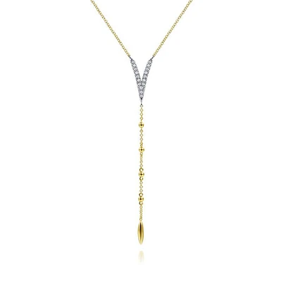 Gabriel & Co. - NK6448M45JJ - 18.5" 14K Yellow-White Gold Pav‚ Diamond Chevron Y Necklace