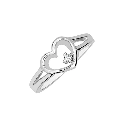 Sterling silver with 0.02ct round diamond heart ring HB14739DISS