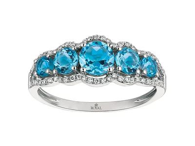 14k White Gold Blue Topaz and Diamond Ring WC6235B-BT