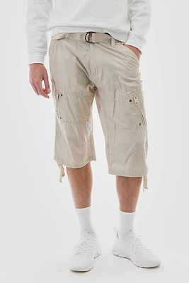 Essentials Super Triple Goose Striped Belted Cargo Shorts