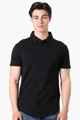Canada Weather Gear Travel Collection Solid Button Up Polo Shirt - Black