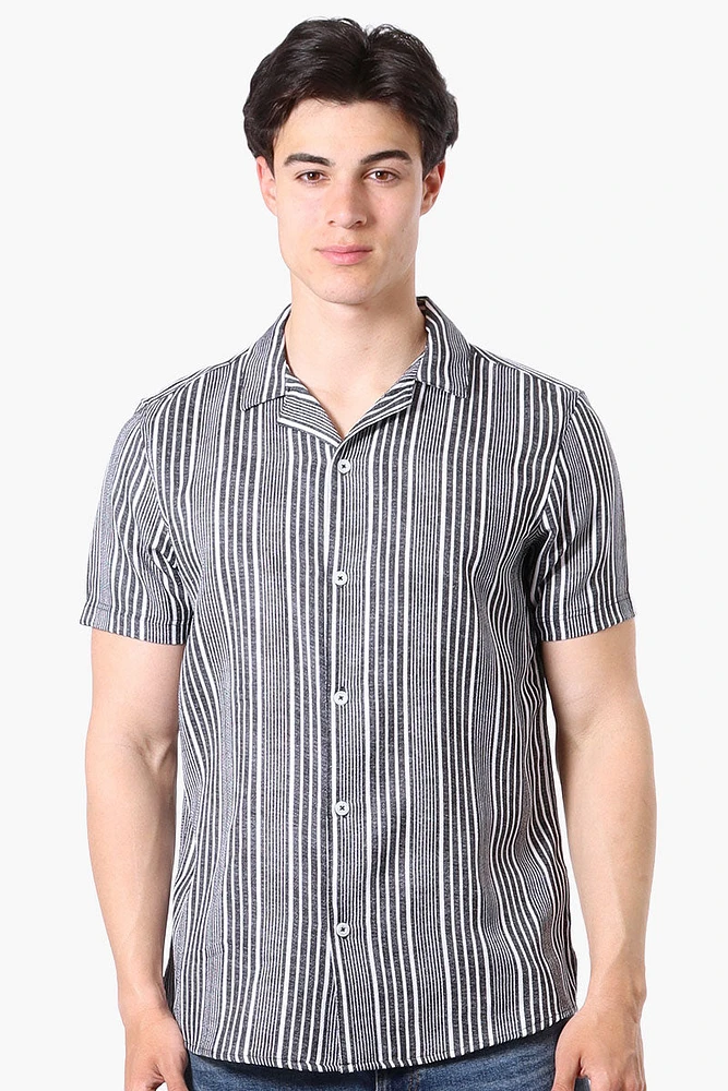 Kenneth Blake Striped Camp Collar Button Up Casual Shirt