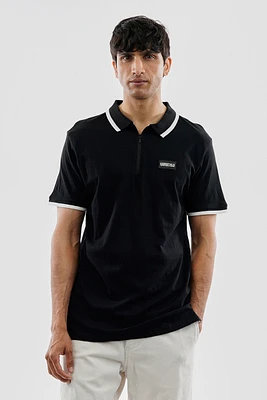 Essentials Super Triple Goose 1/4 Zip Stripe Polo Shirt
