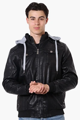 Refinery Republic Hooded Vegan Leather Moto Jacket