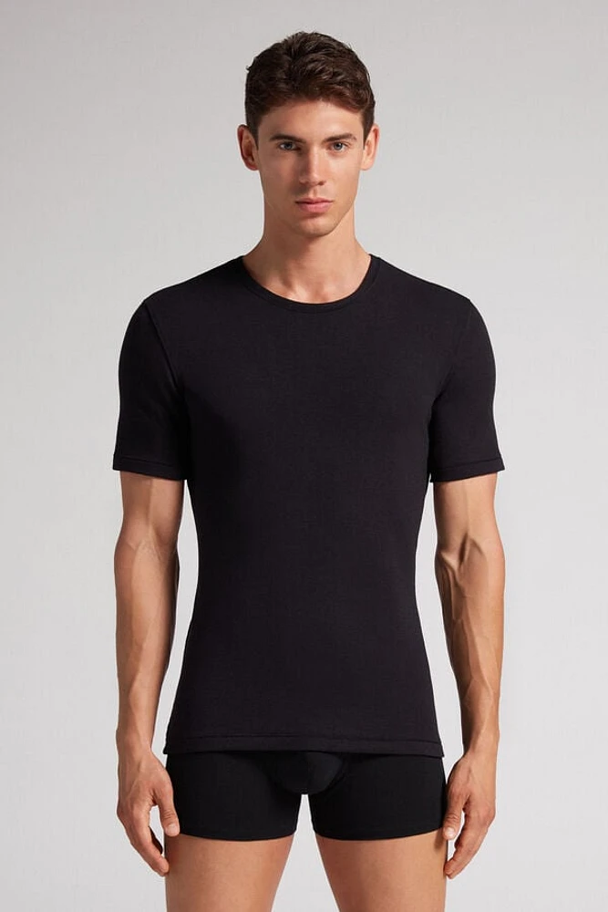 Short-Sleeve Modal-Cashmere Top