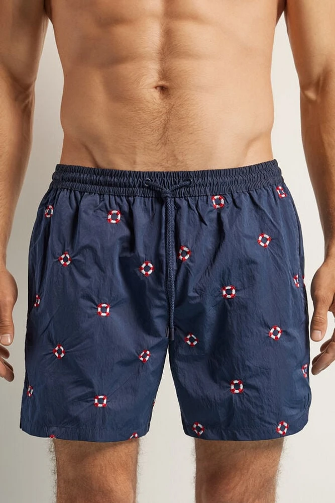 Embroidered Lifesaver Swim Trunks
