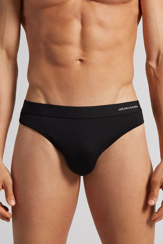 Logo Detailed Microfiber Thong