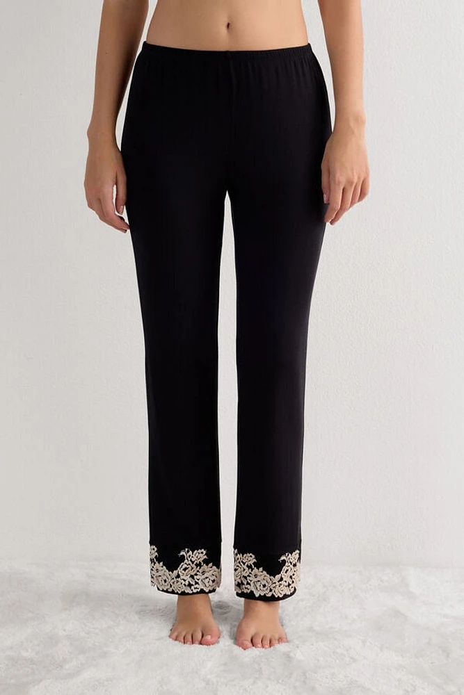 Pretty Flowers Ruffled Full Length Modal Pants