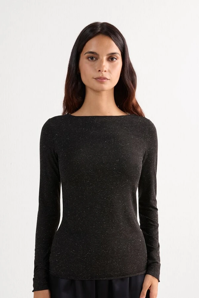 Crewneck Top Modal Light with Cashmere Lamé