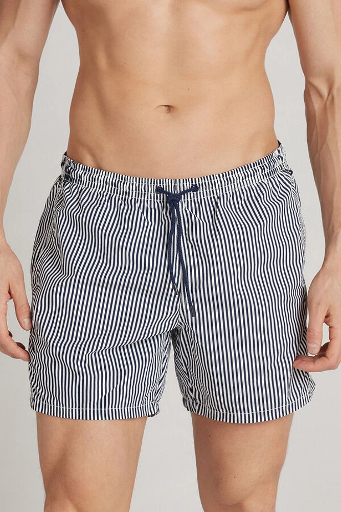 Stripe Print Swim Trunks
