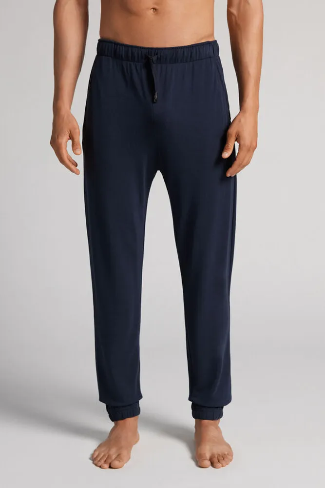 Modal and Silk Piqué Full Length Pants