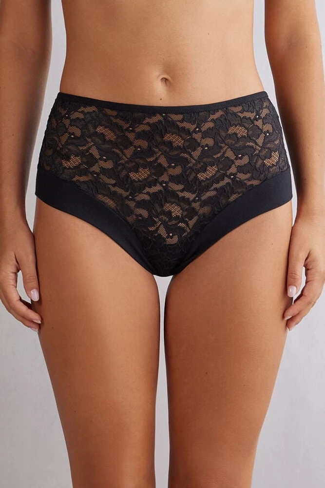 Delicate Pieces High-Waist Lace Hipster Brazilian