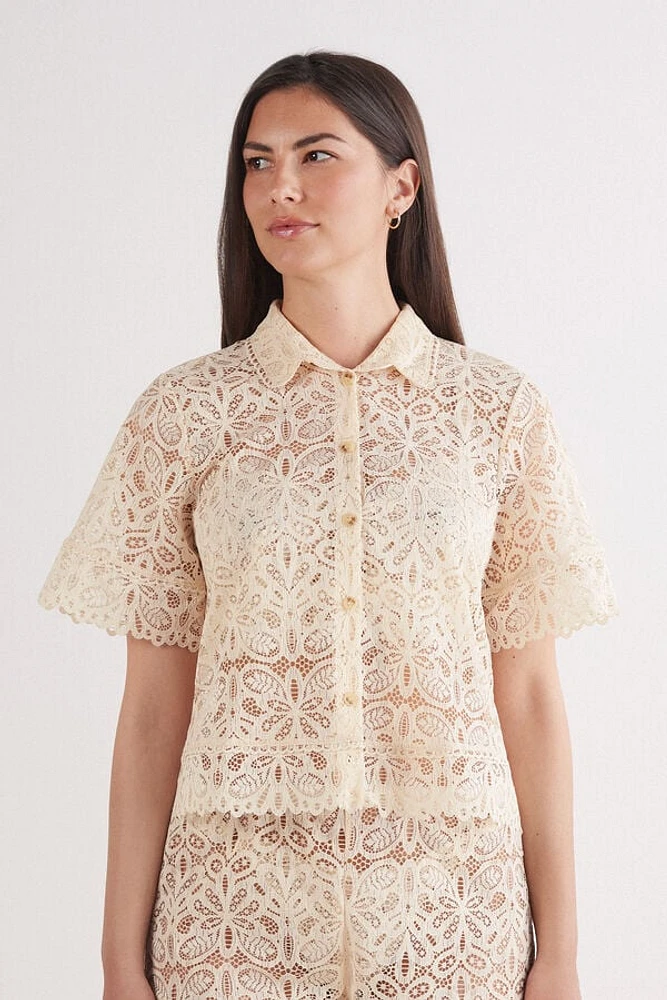 Italian Rivera Short Sleeve Lace Shirt