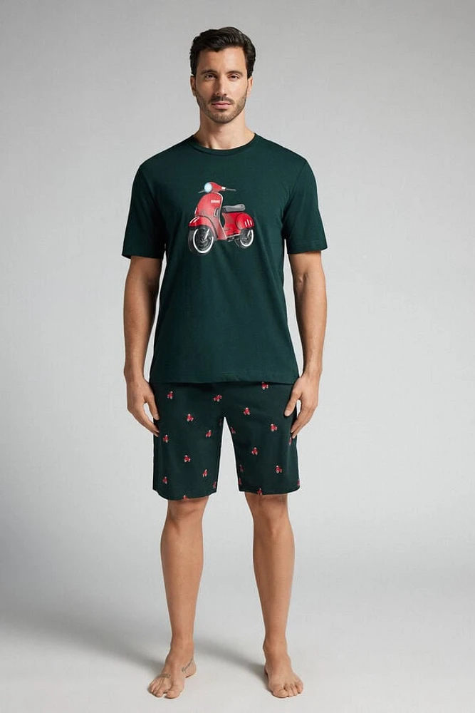 Scooter Print Short Cotton Pajamas