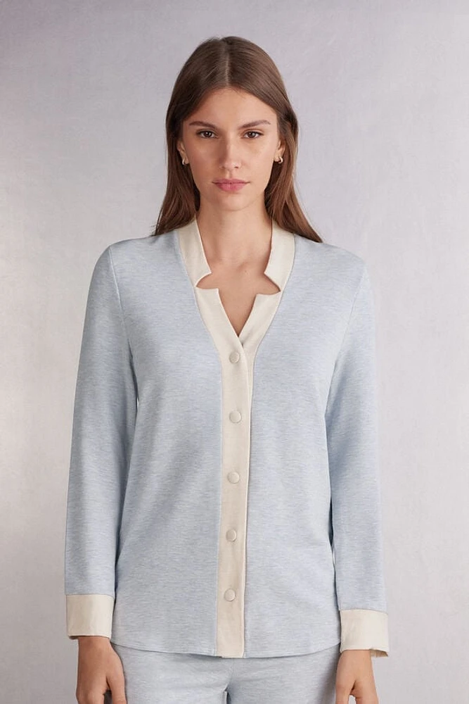 Cold Winter Night Button Up Top Modal with Wool