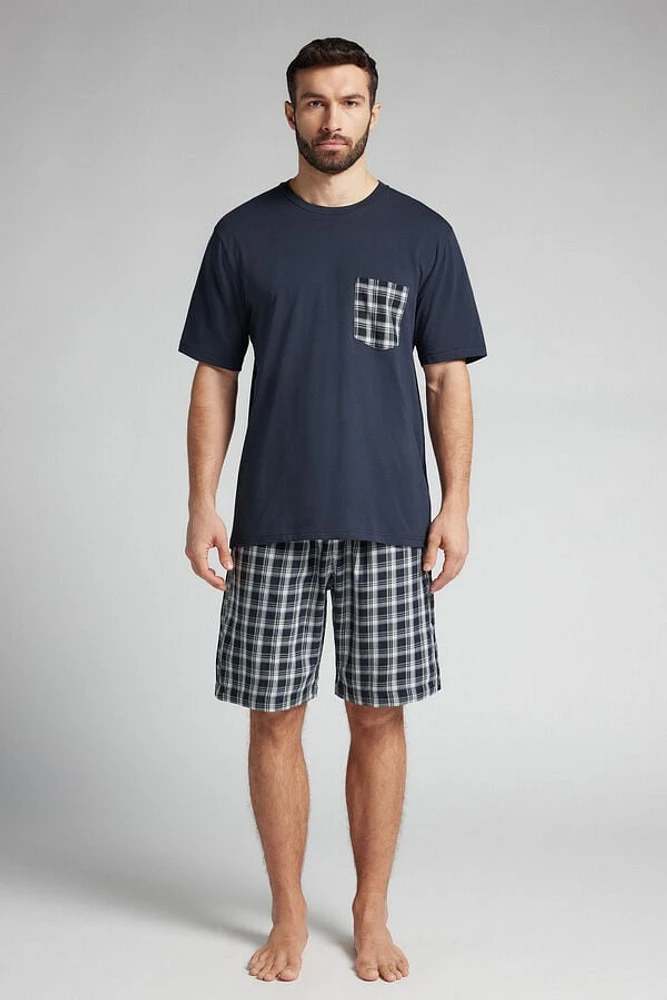 Check Cloth and Cotton Short Pajamas
