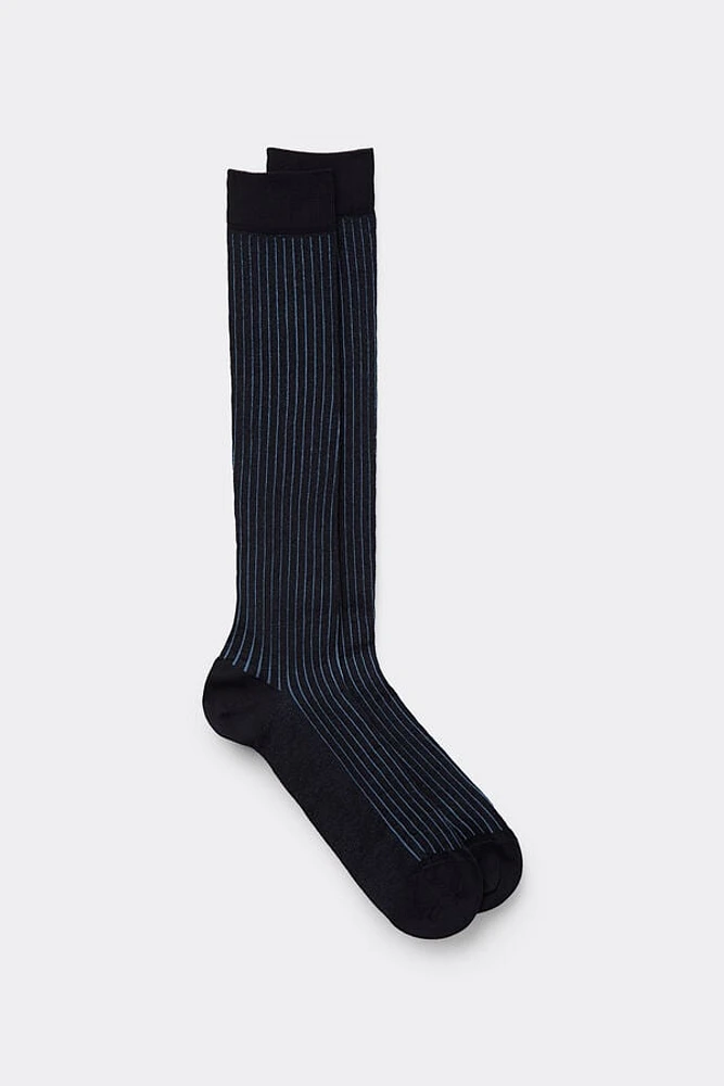 Ribbed Lisle Cotton Long Socks