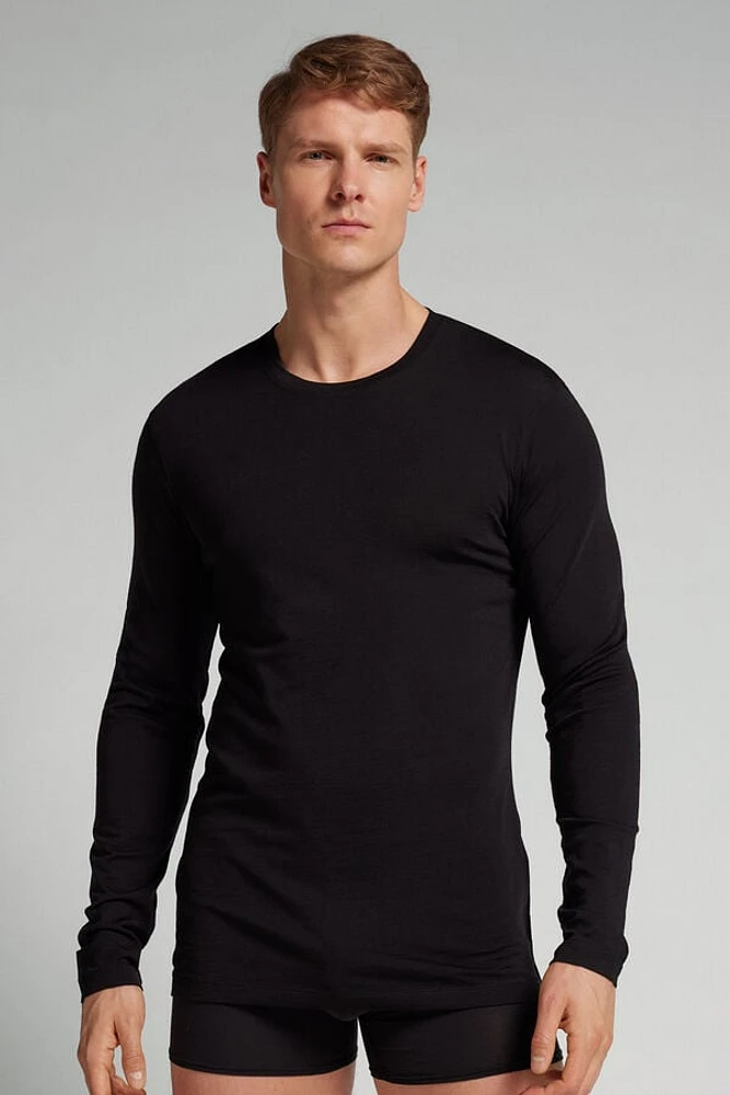 Long-sleeve Crew-Neck Merino-Wool Top