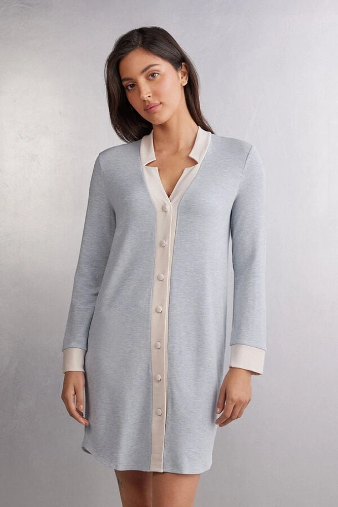 Cold Winter Night Button Up Nightshirt Modal with Wool