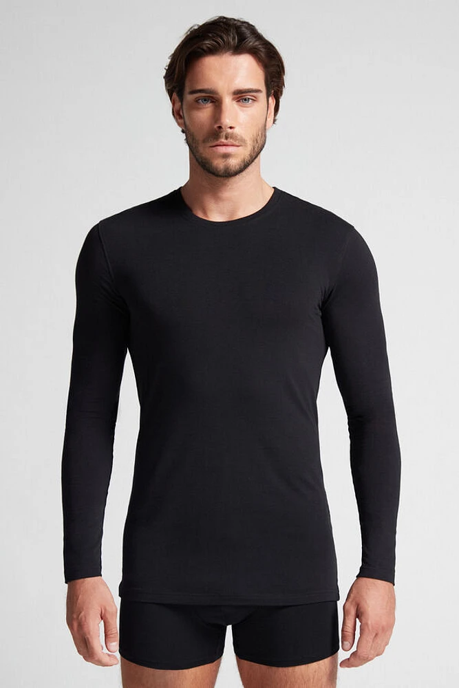 Stretch Superior Cotton Long Sleeve Top